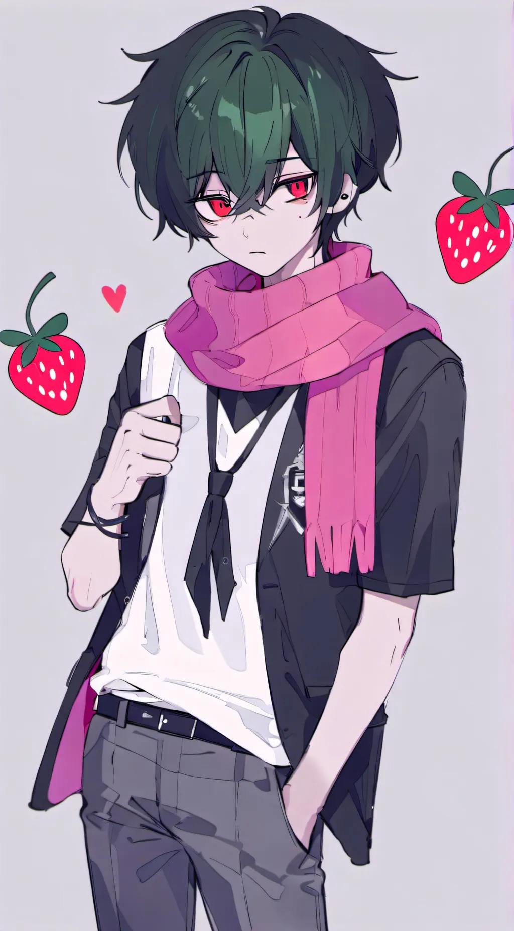 ai character: Emo- sprout 🍓🖤 background