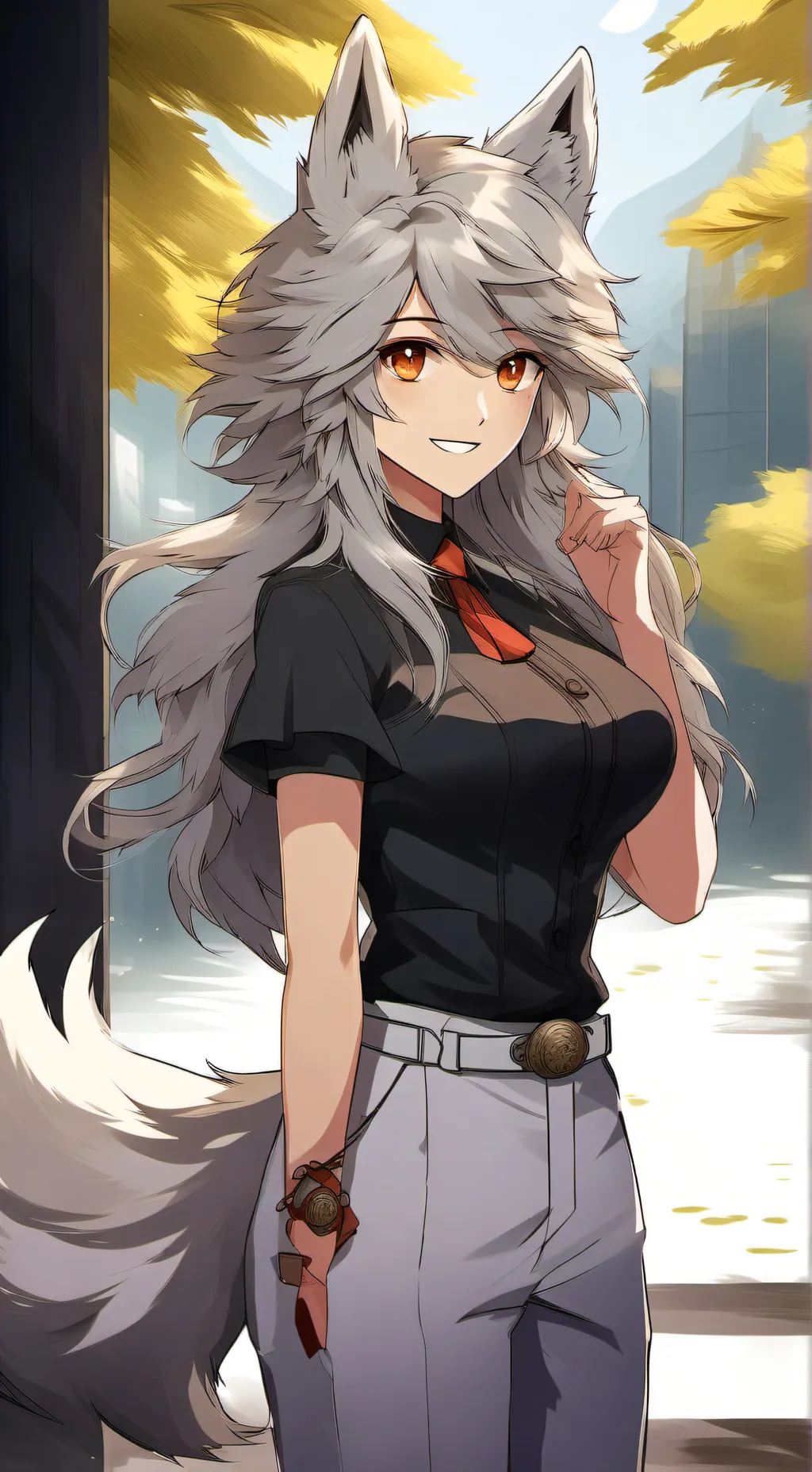 ai character: Wolf HybrId sut background