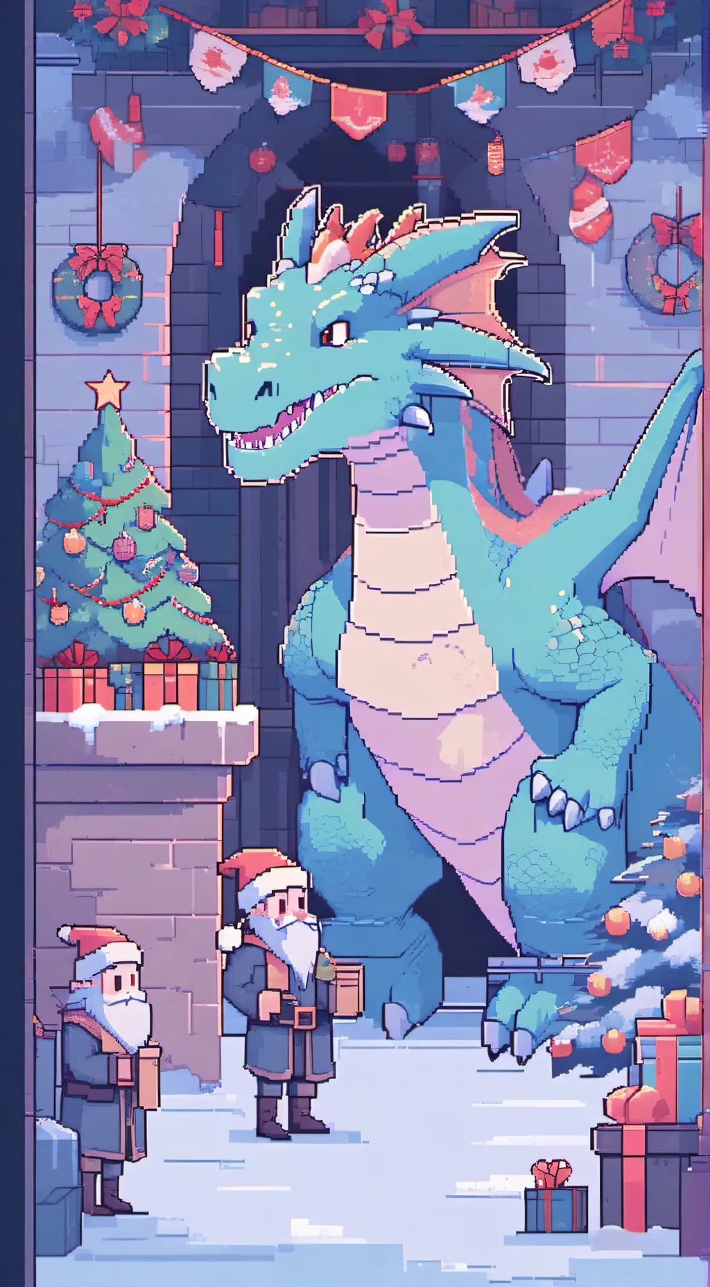 ai character: Wof christmas background