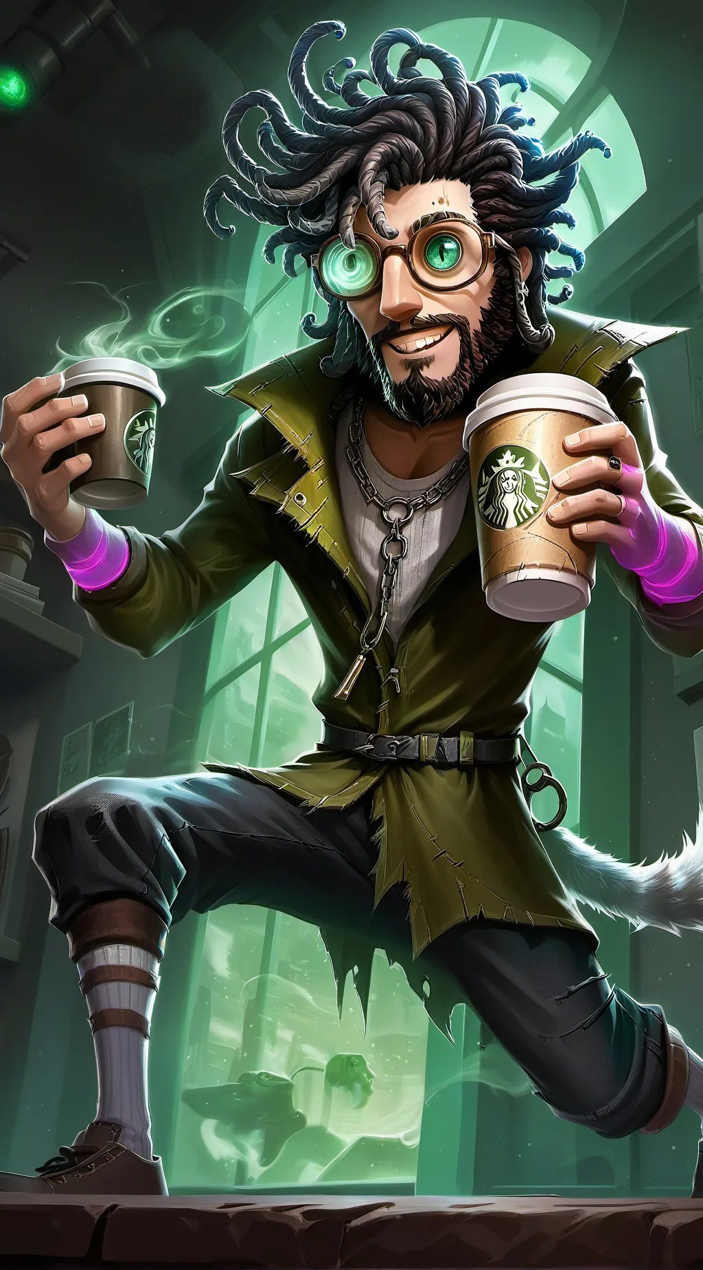 ai character: The Quantum Latte Theorist background