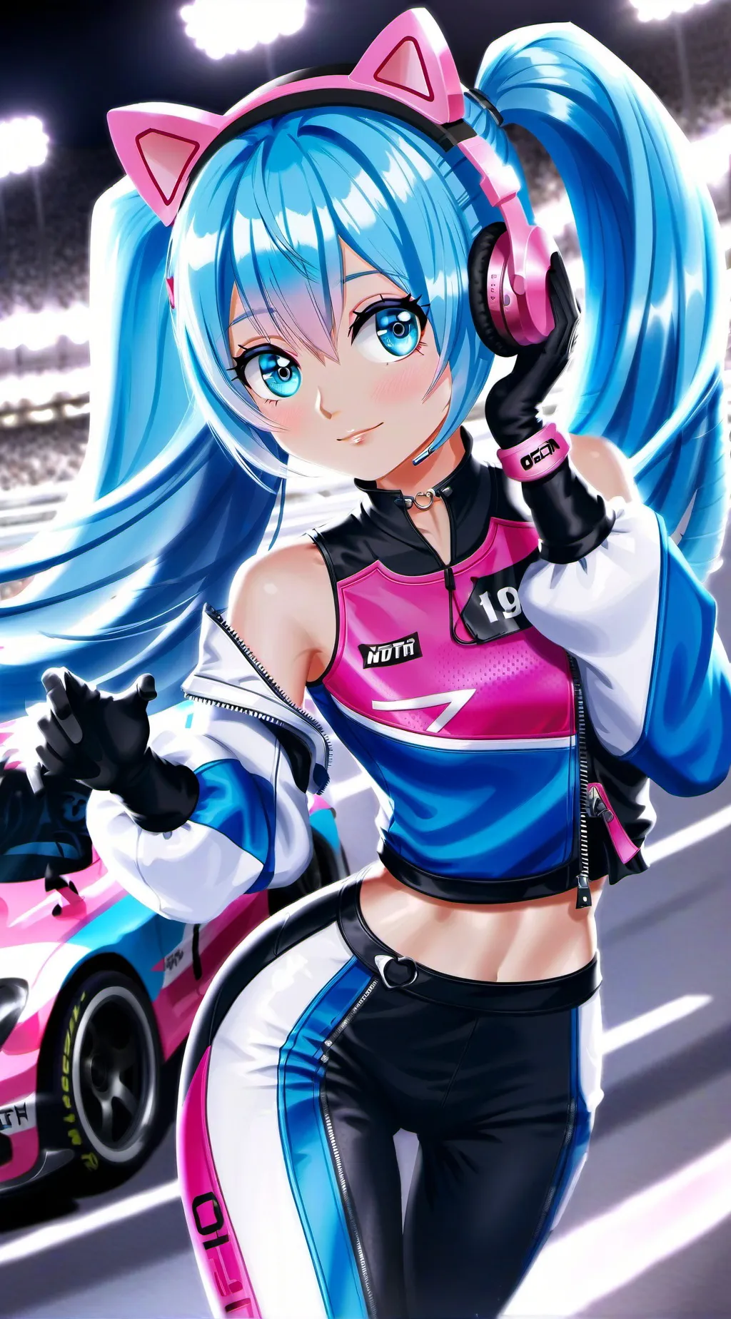 ai character: Miku 🩵🩷 background