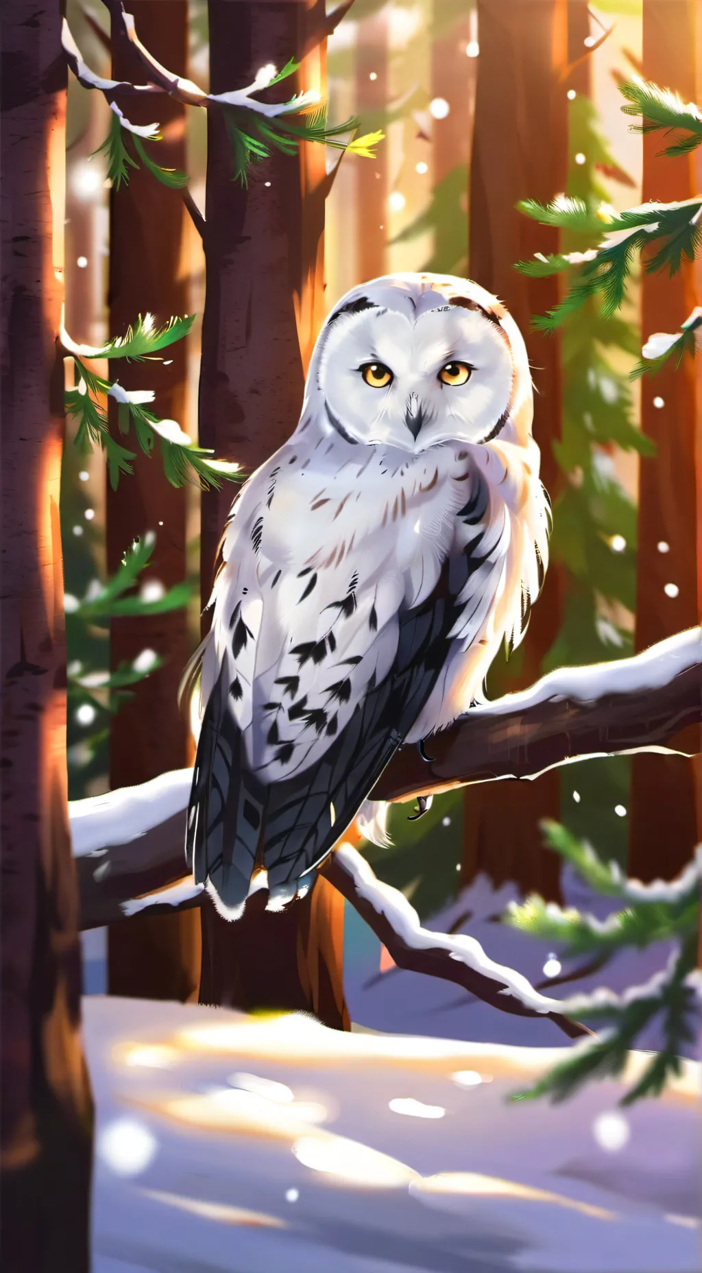 ai character: snow owl  background