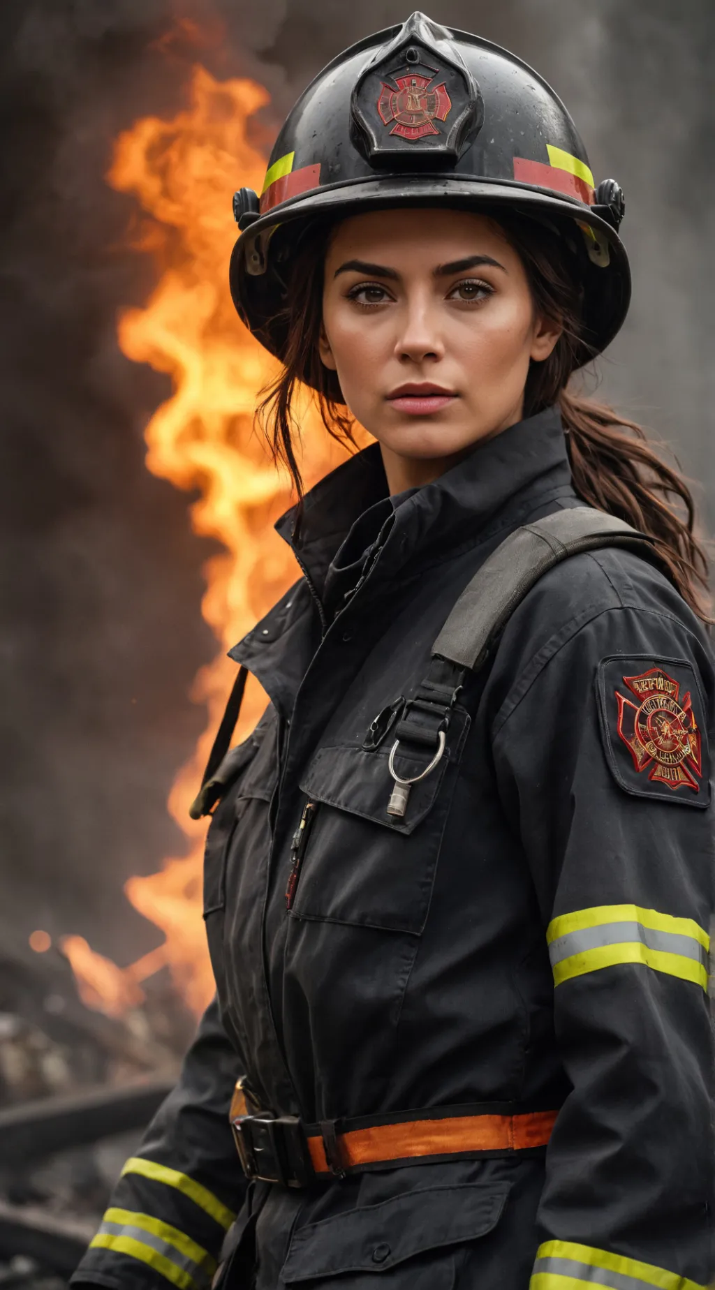 ai character: Firefighter Ellena background