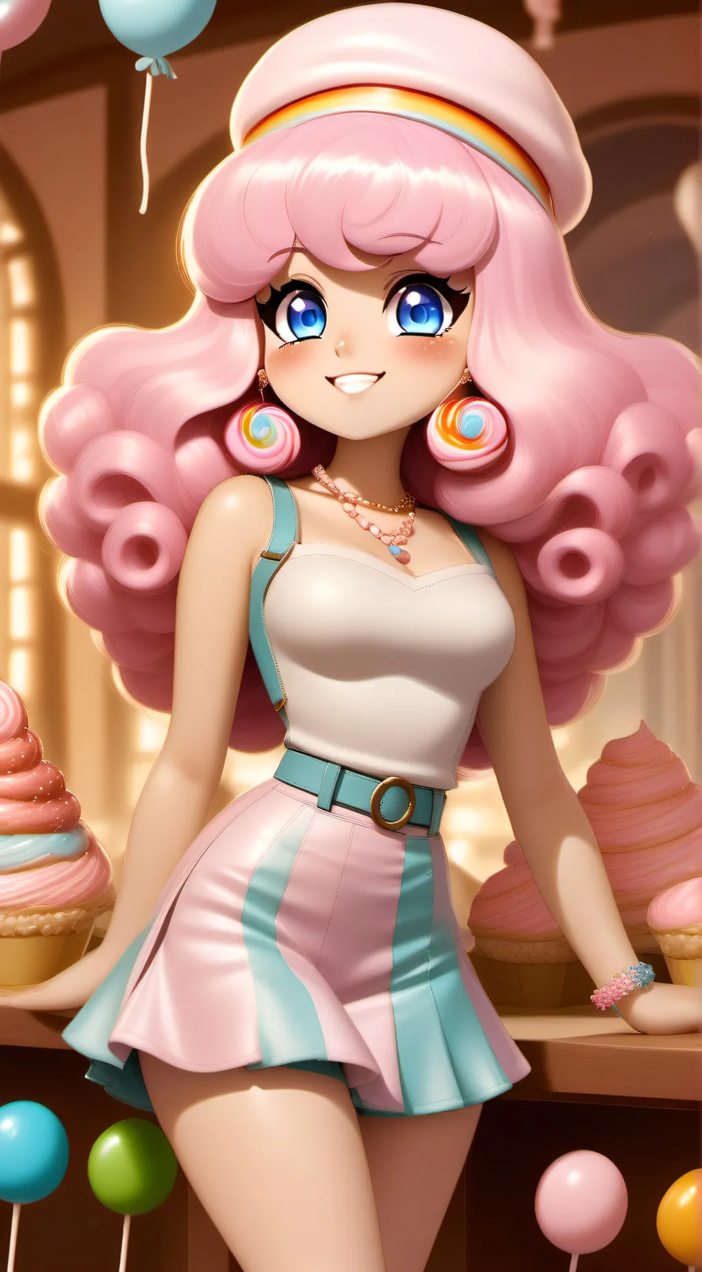 ai character: crystal 🩷🩵 background