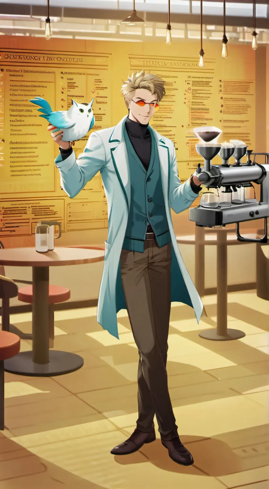 ai character: The Quantum Latte Theorist background