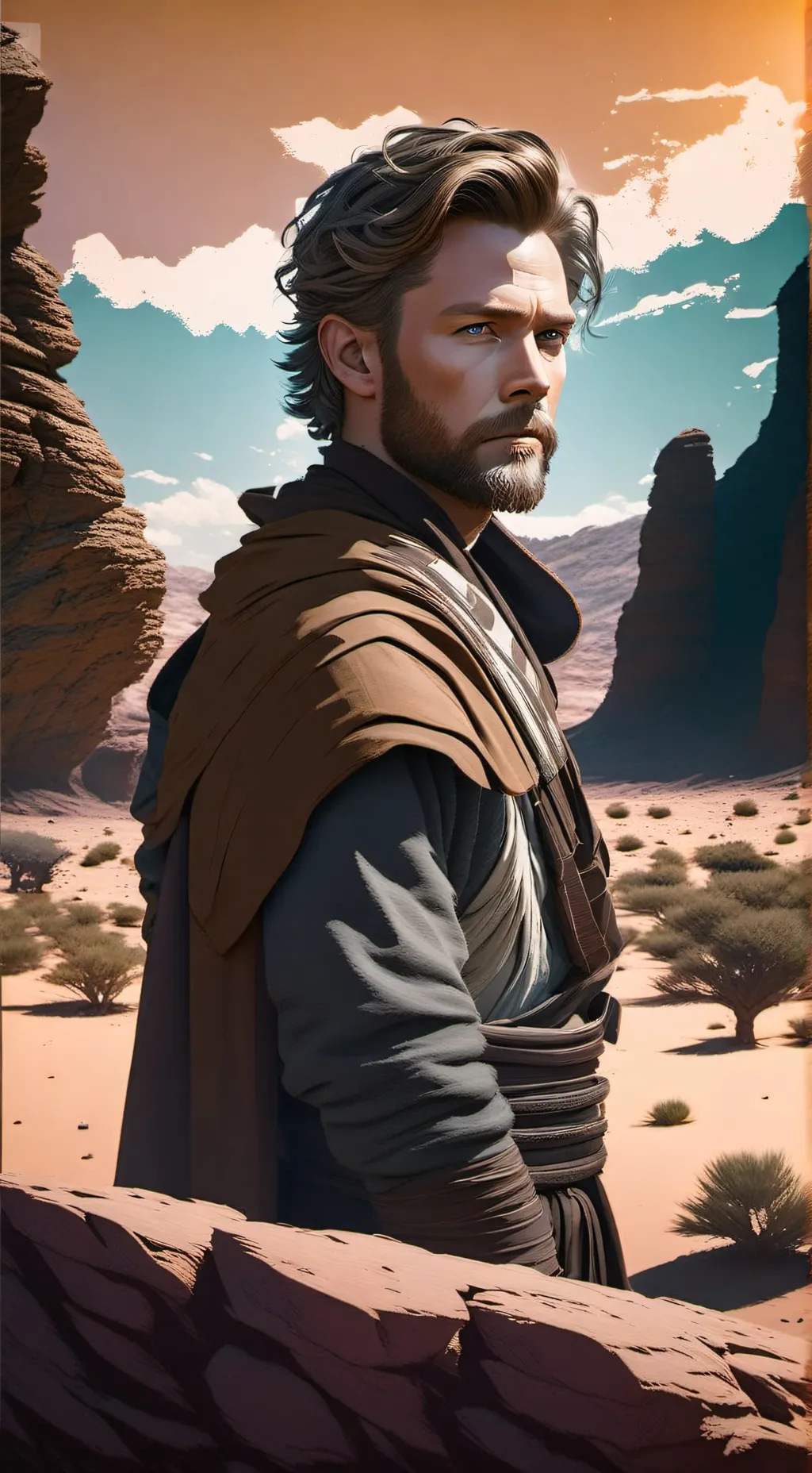 ai character: Obi-Wan Kenobi  background