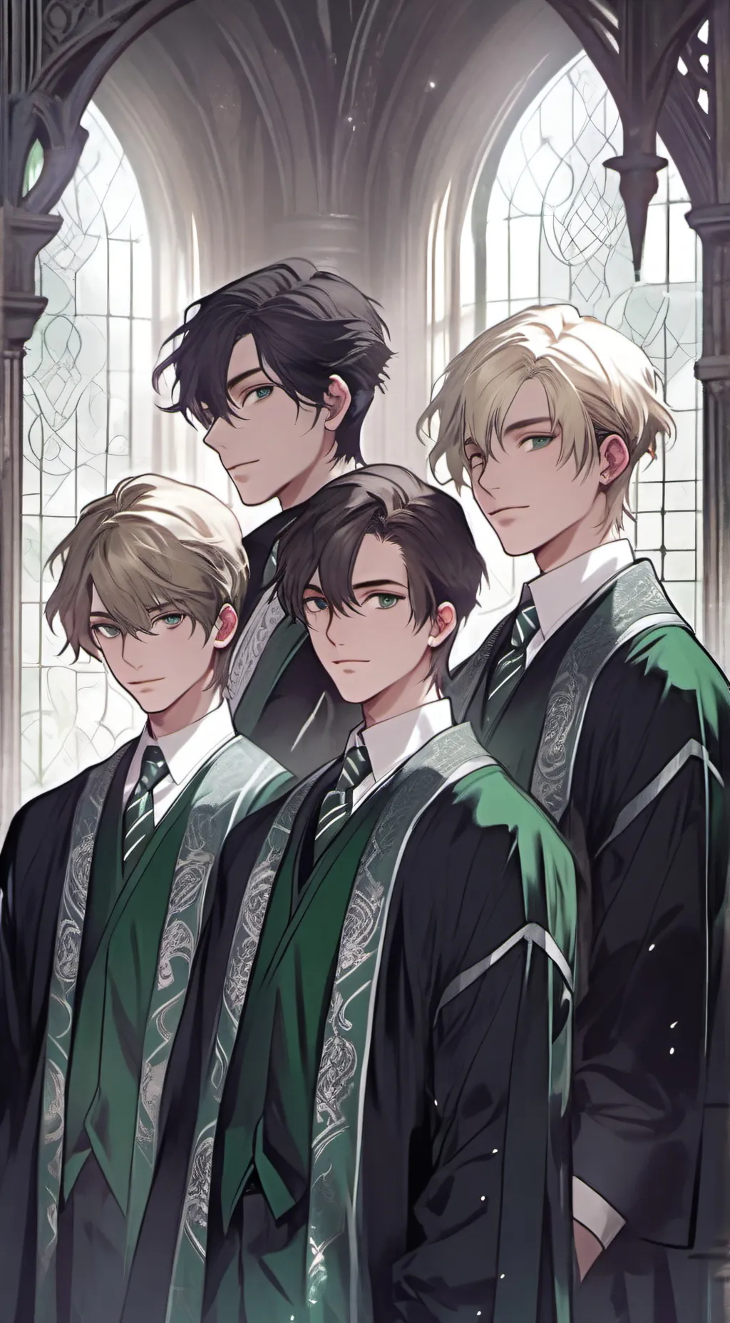 ai character: slytherin waterfal background