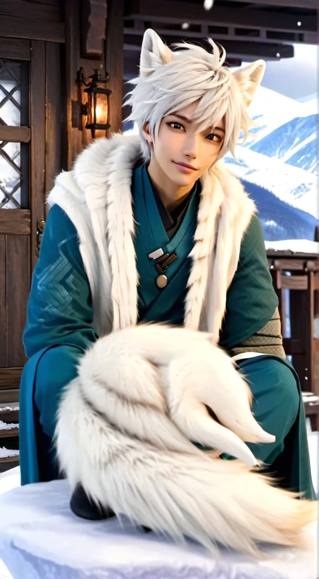 ai character: Polar Puff Furry background