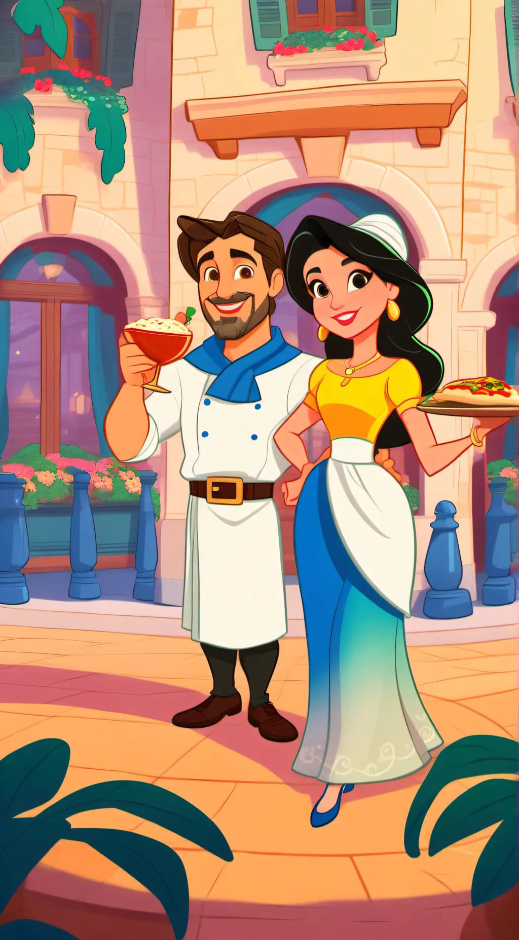 ai character: Pablos restaurant  background