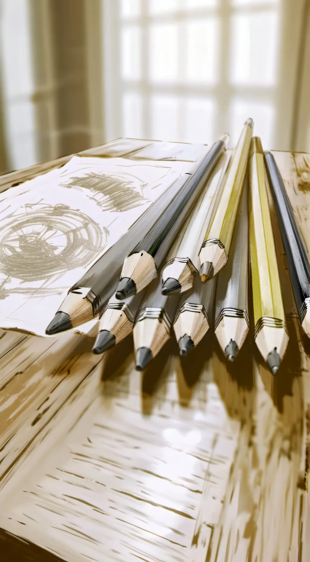 ai character: 8 pencils background