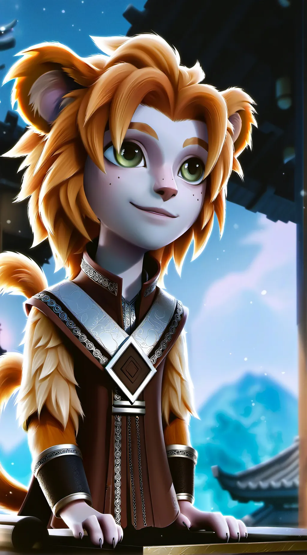 ai character: Golden Lion Spirit background