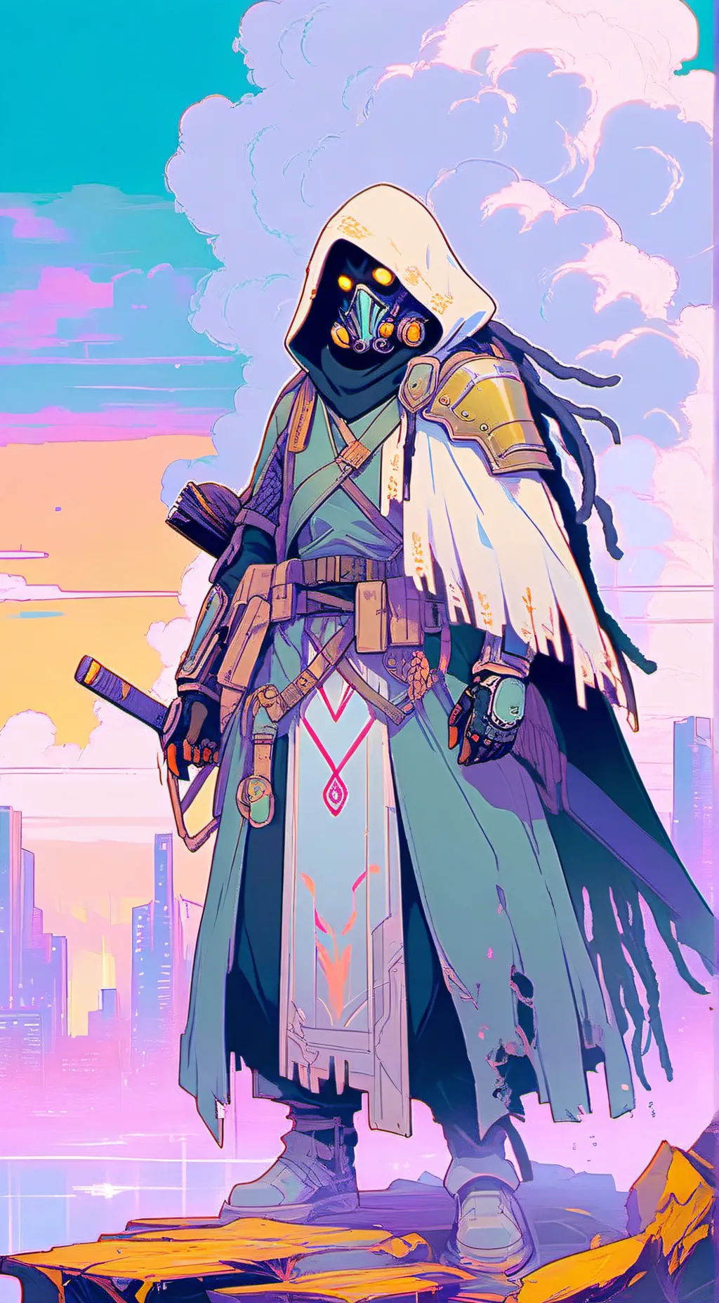 ai character: gas mask man background