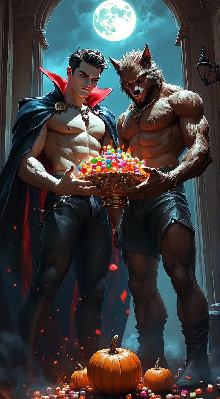 ai character: 🧛Drew + Stewart🐺 background