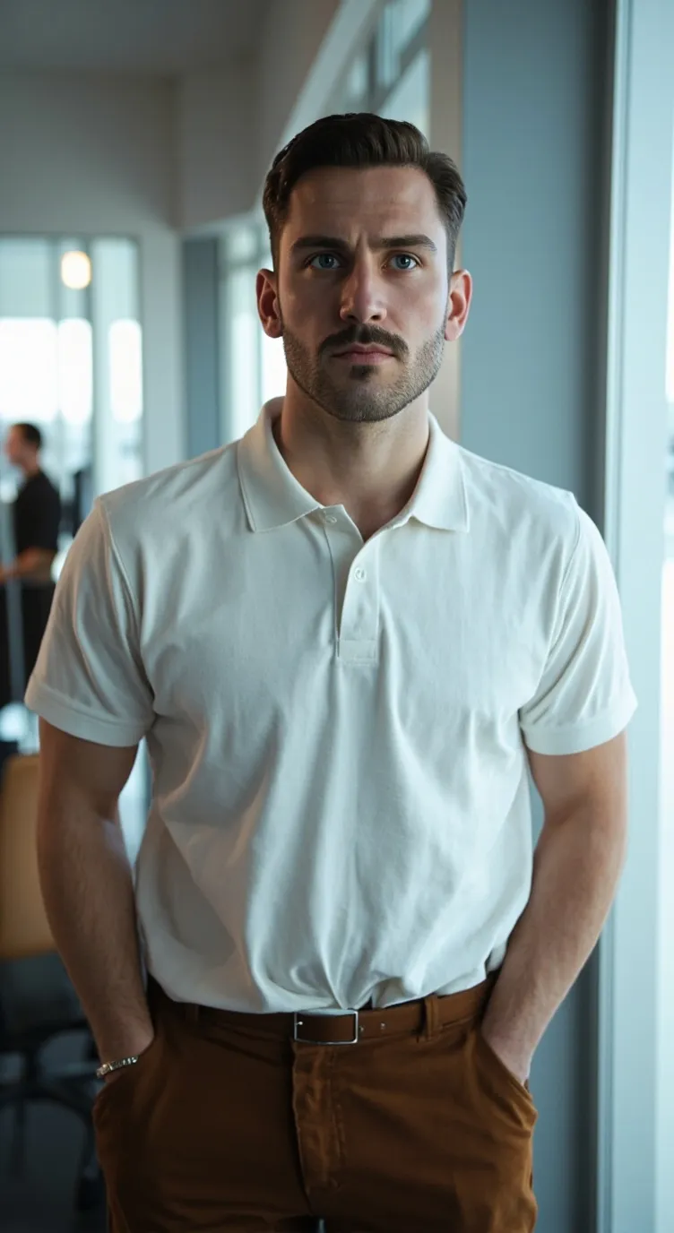 ai character: Pierre James White background