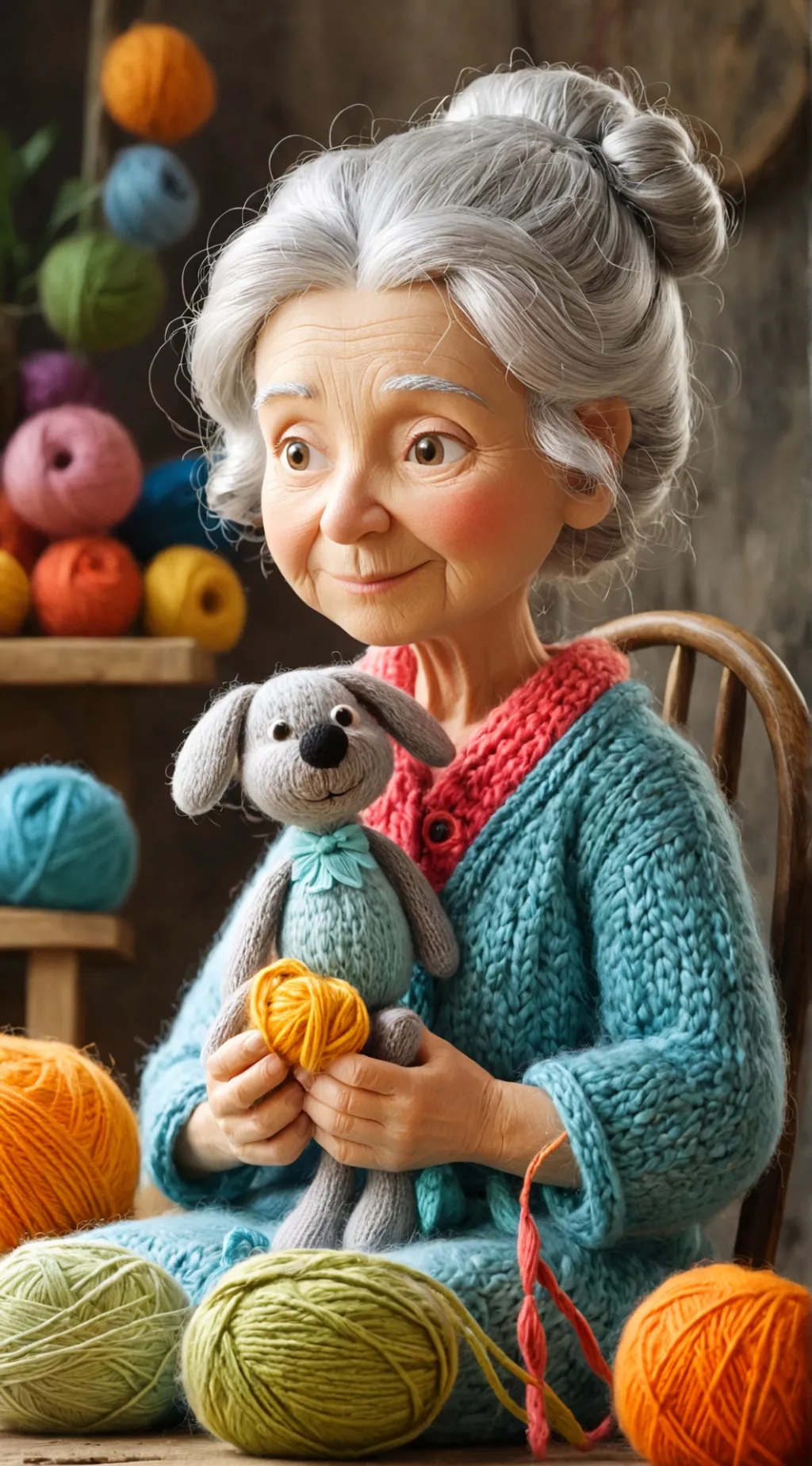 ai character: mrs yarn background