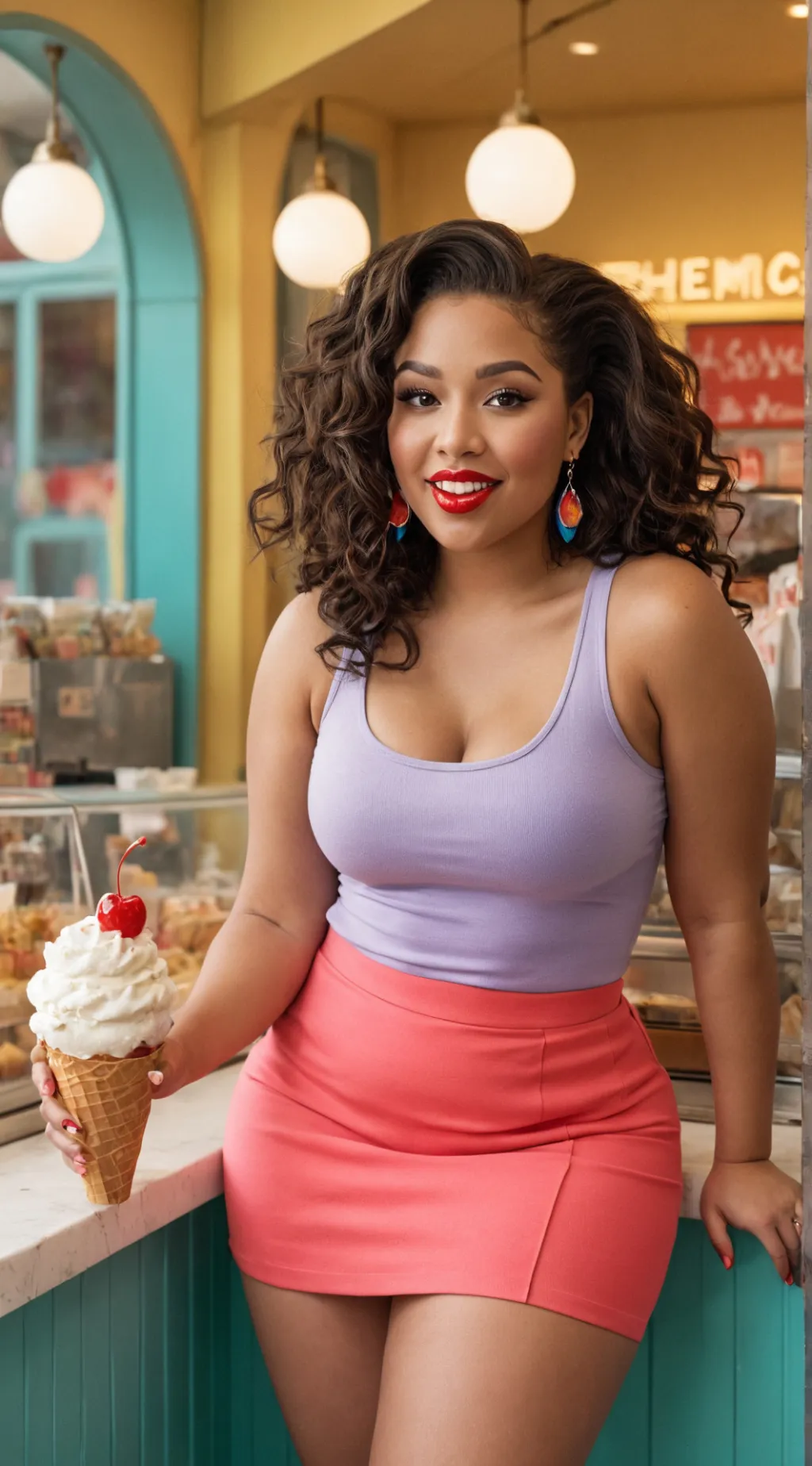 ai character: Ice Cream Parlor background