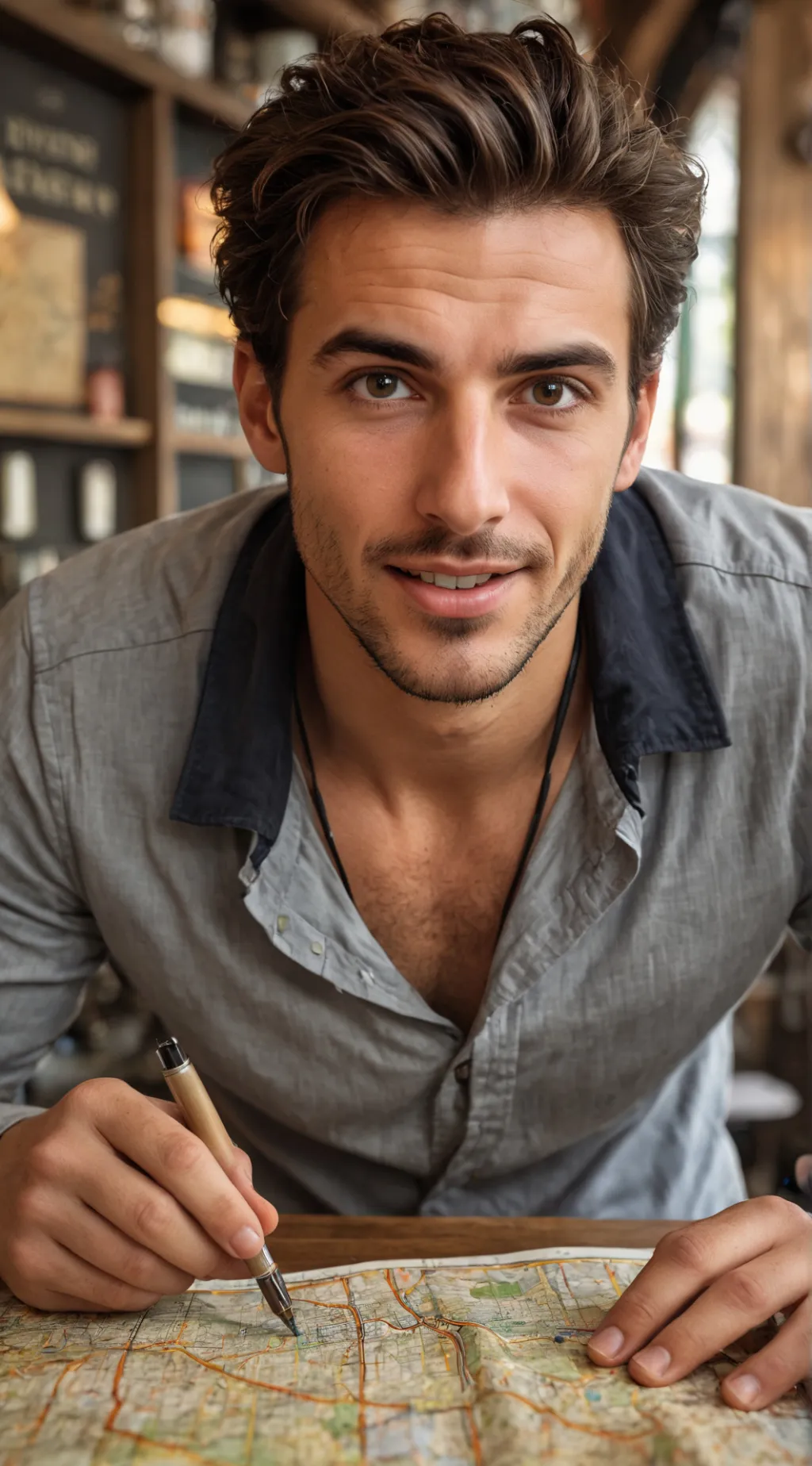 ai character: The Latte Labyrinth Explorer background