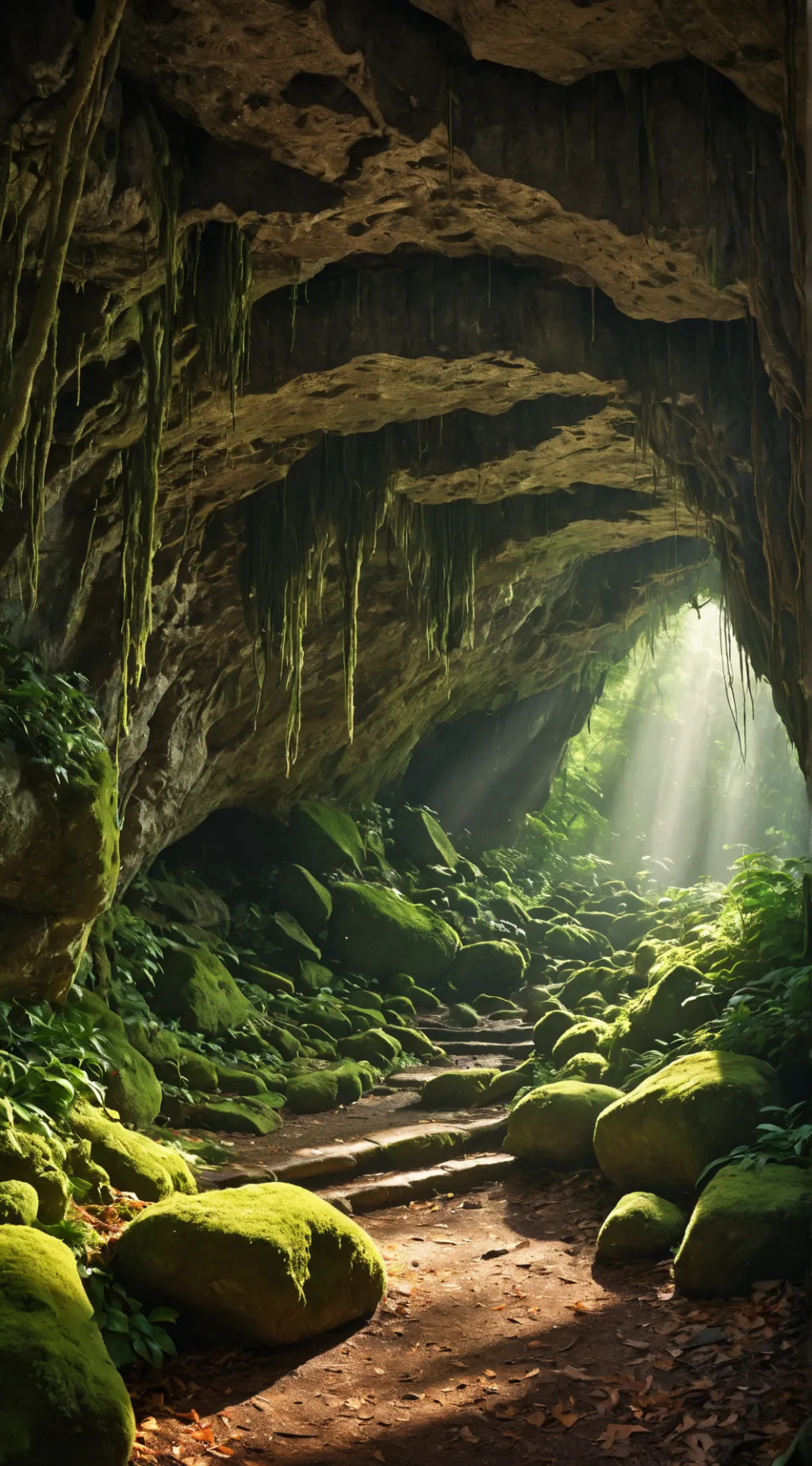 ai character: Forest Cave background