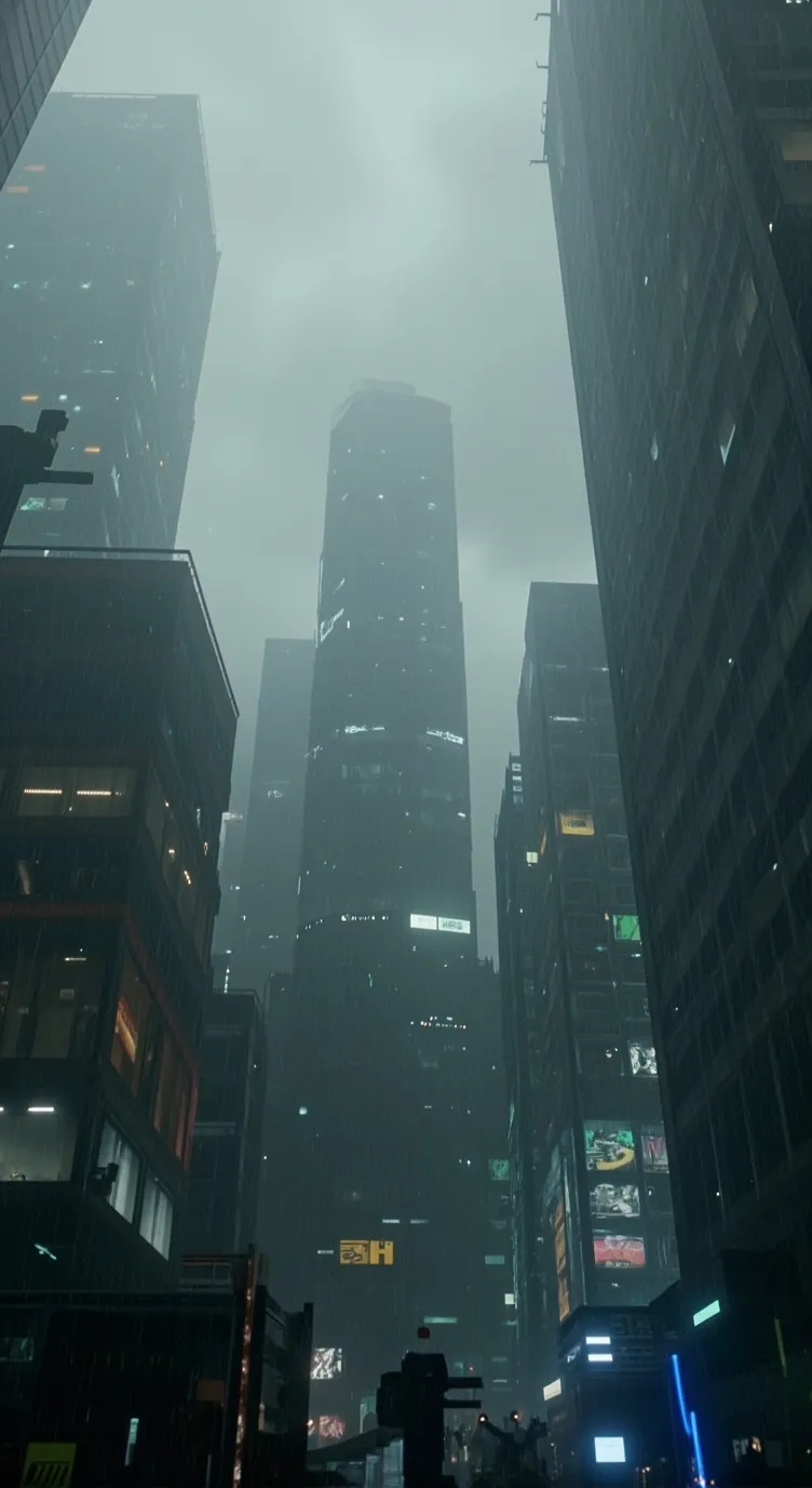 ai character: Raining city  background