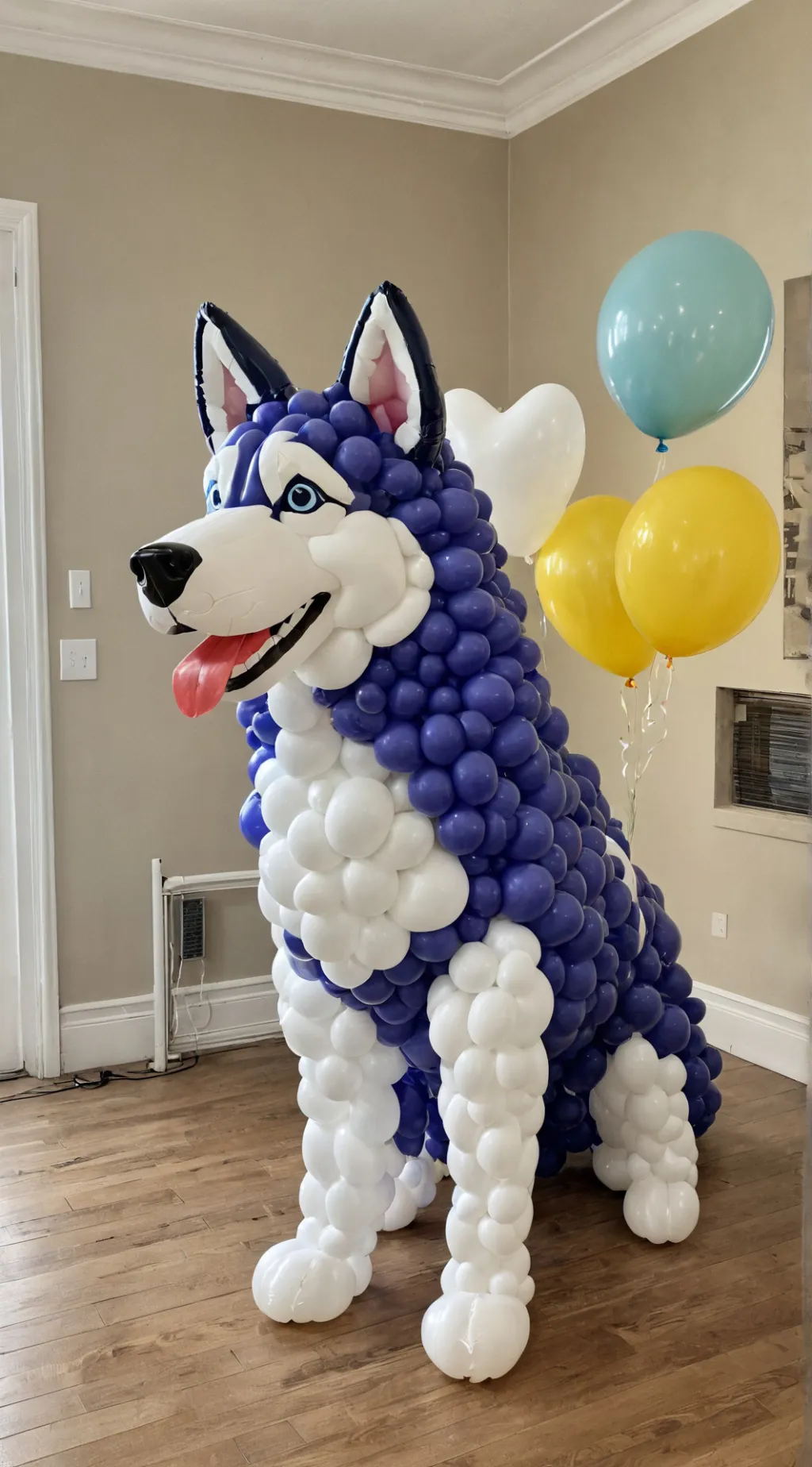 ai character: Balloon husky background