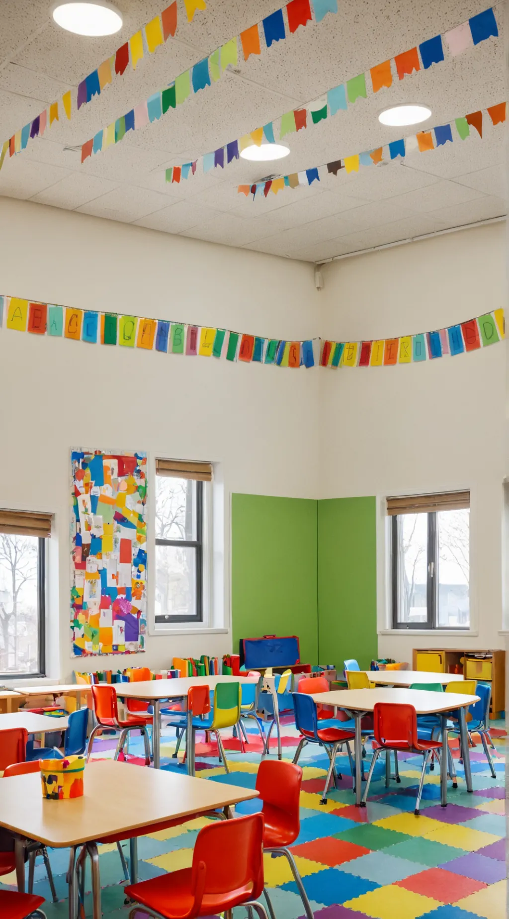 ai character: Kindergarten 🌈🌺 background