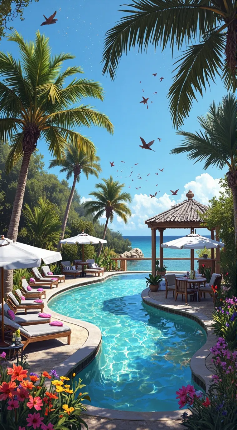 ai character: school pool party background