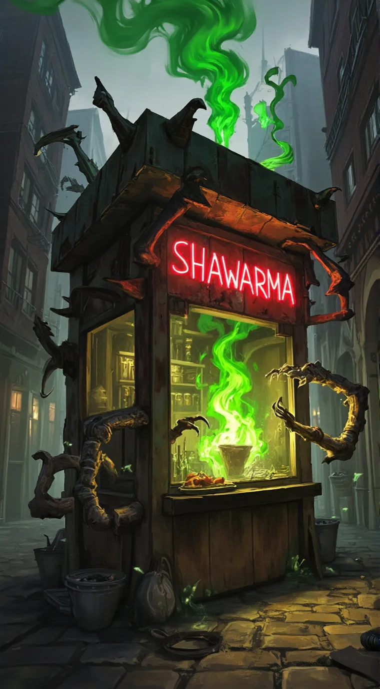 ai character: Shawarma kiosk background