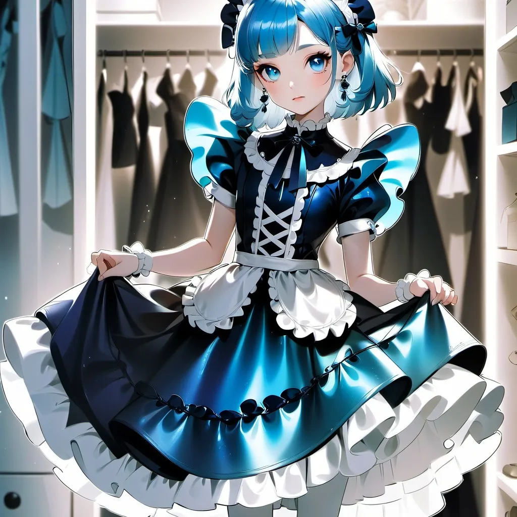 chat with ai character: Blue Maid Dress