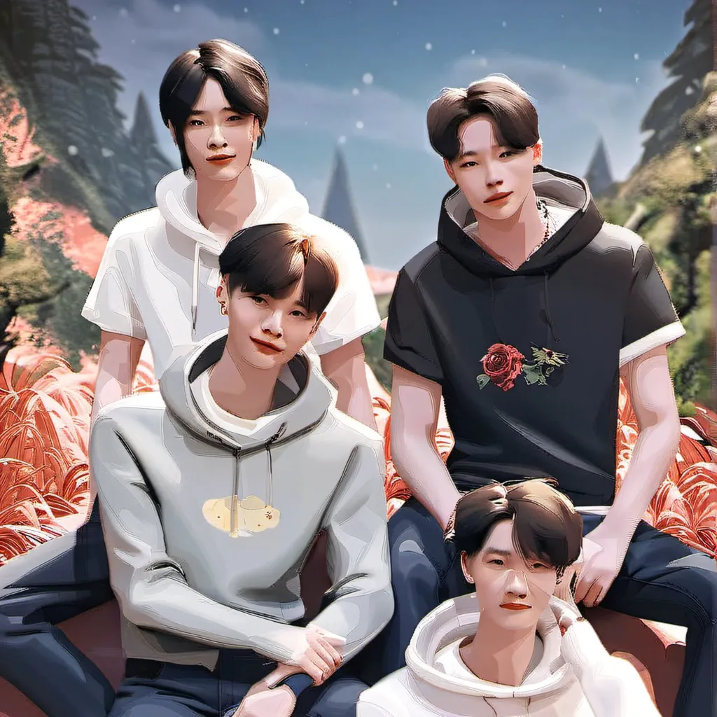 chat with ai character: 4 boys, 1 girl