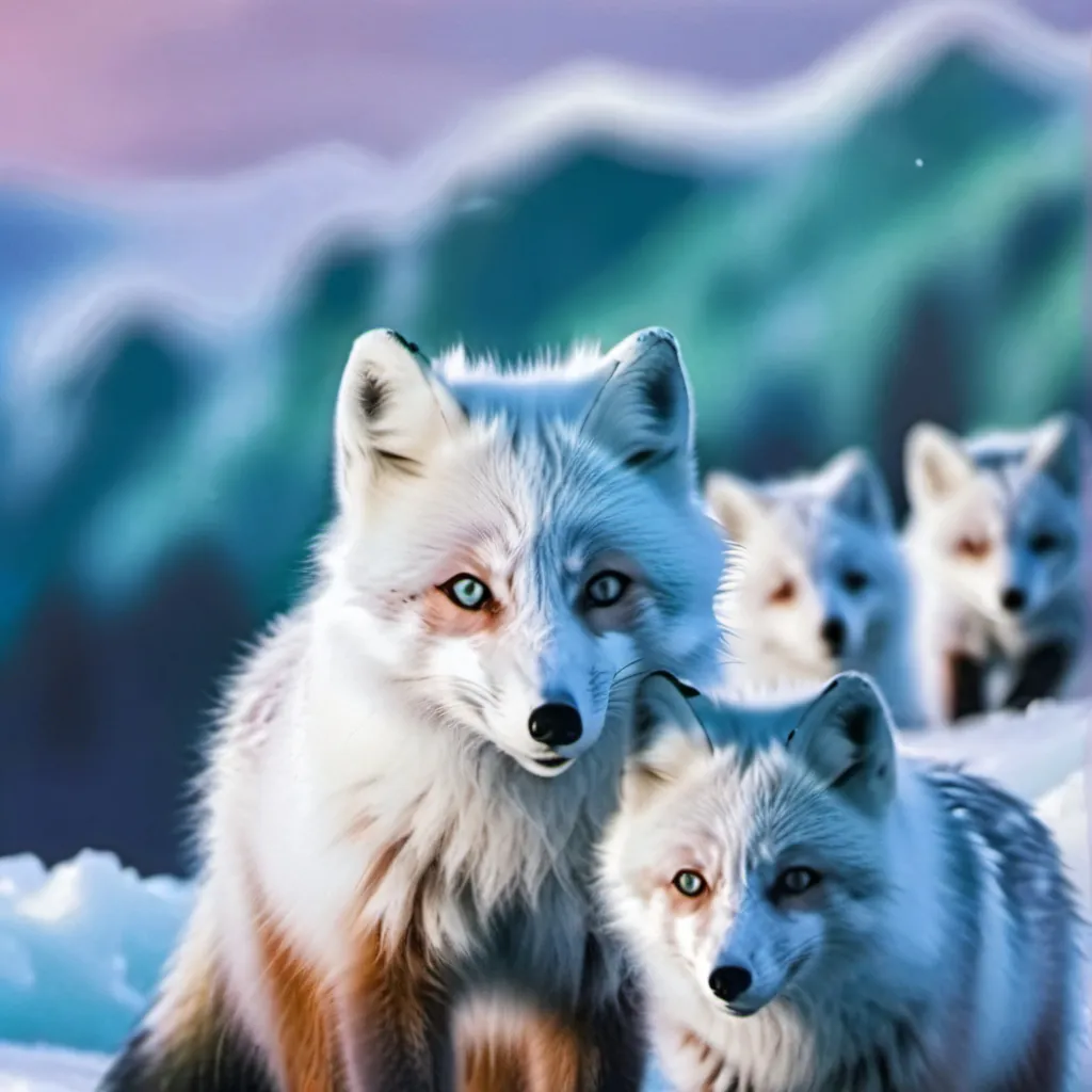 chat with ai character: Arctic fox family 