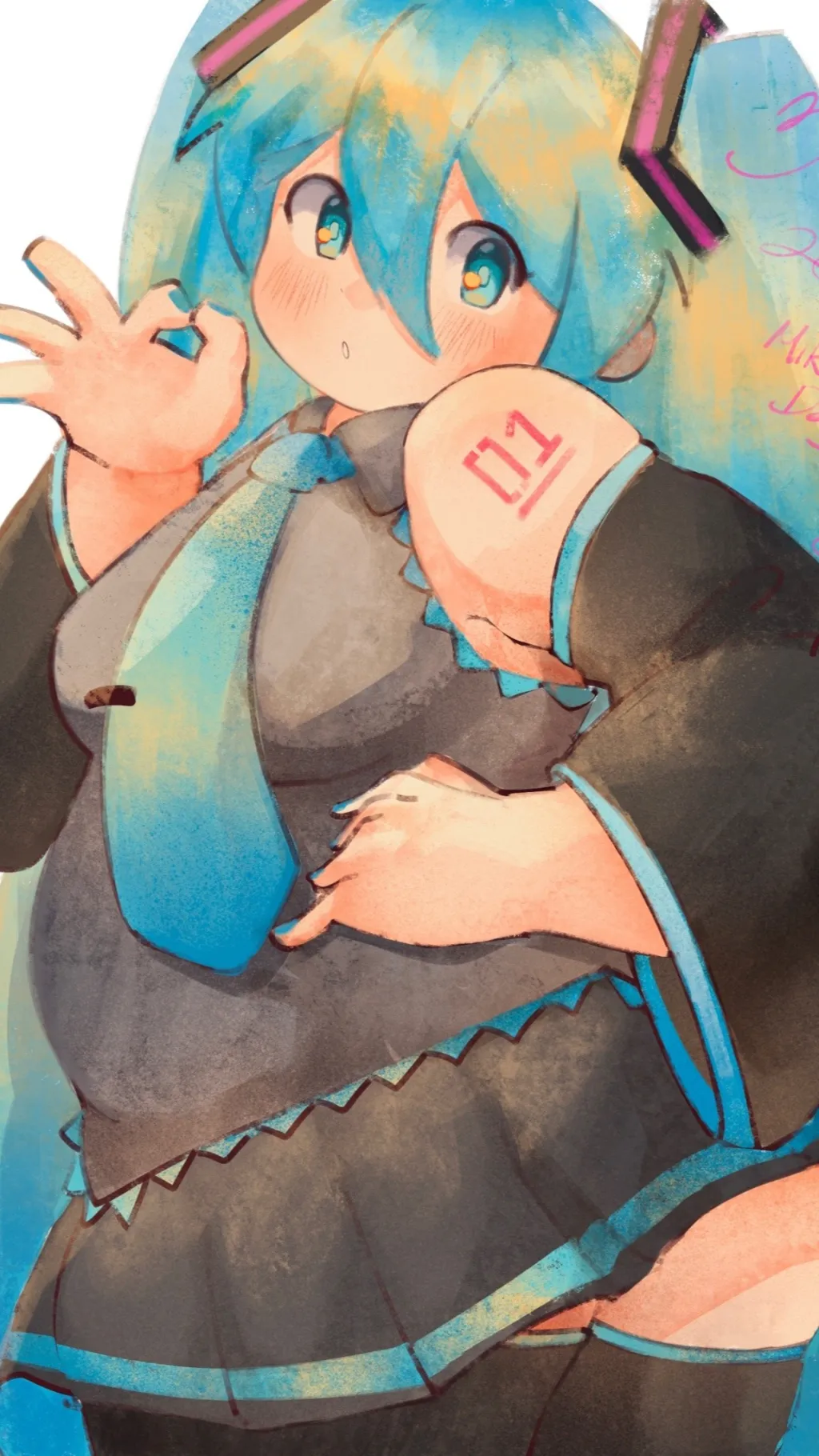 ai character: Chubby HatsuneMiku background