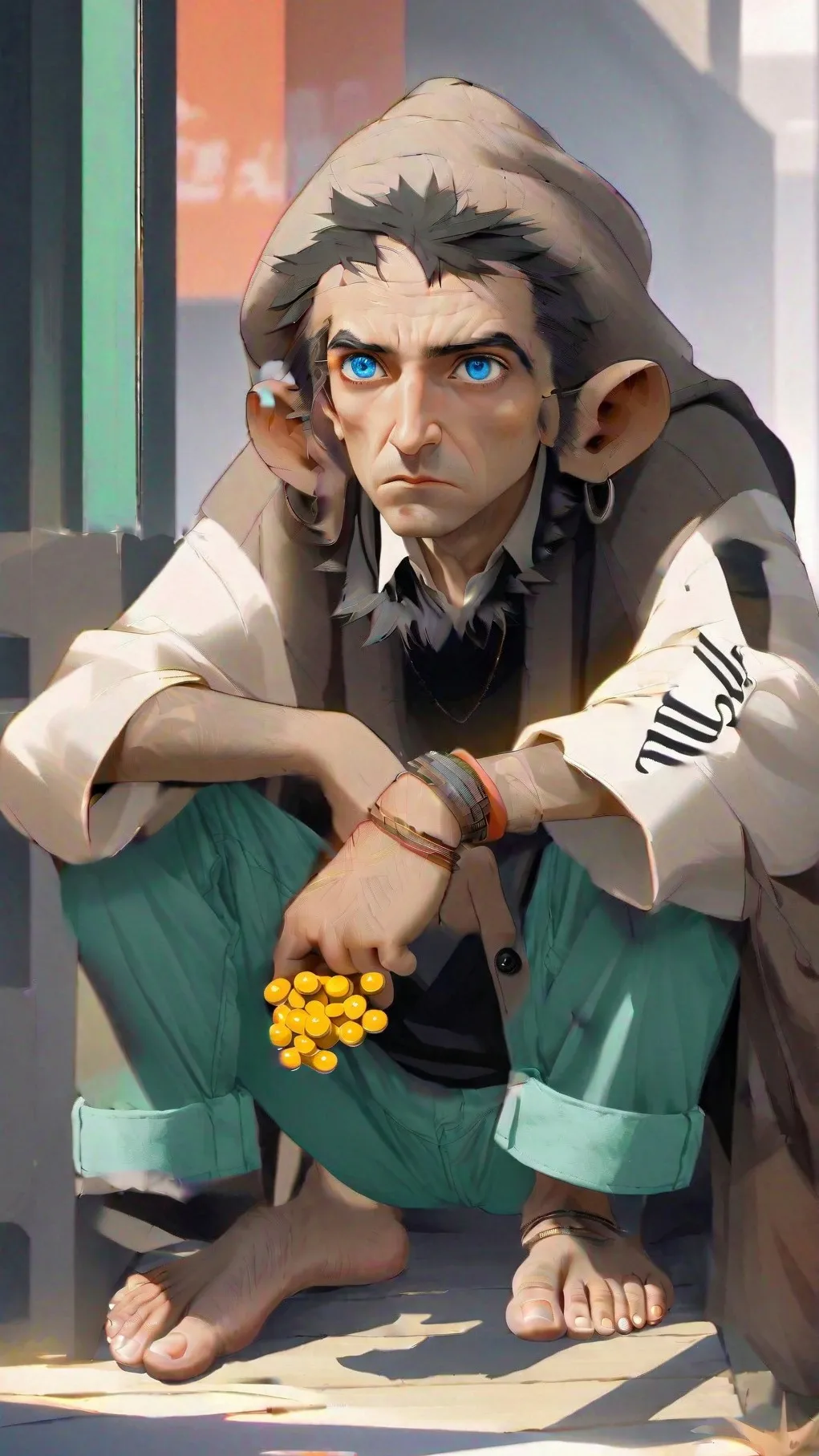 ai character: ze homeless background