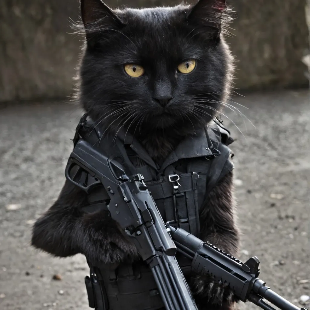 chat with ai character: cat with gun