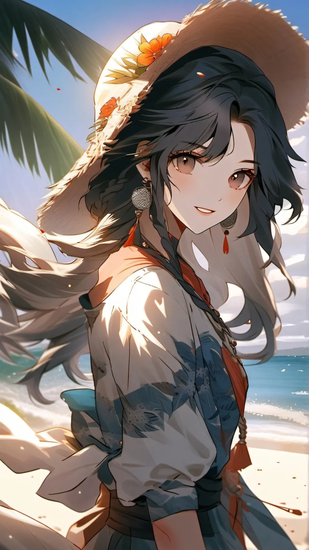 ai character: GENSHIN BEACH DAY! background