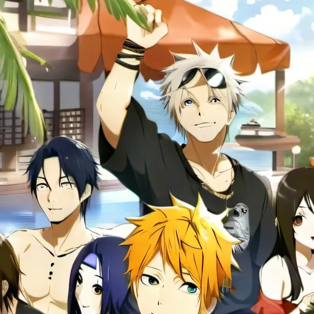 chat with ai character: Naruto pool party 
