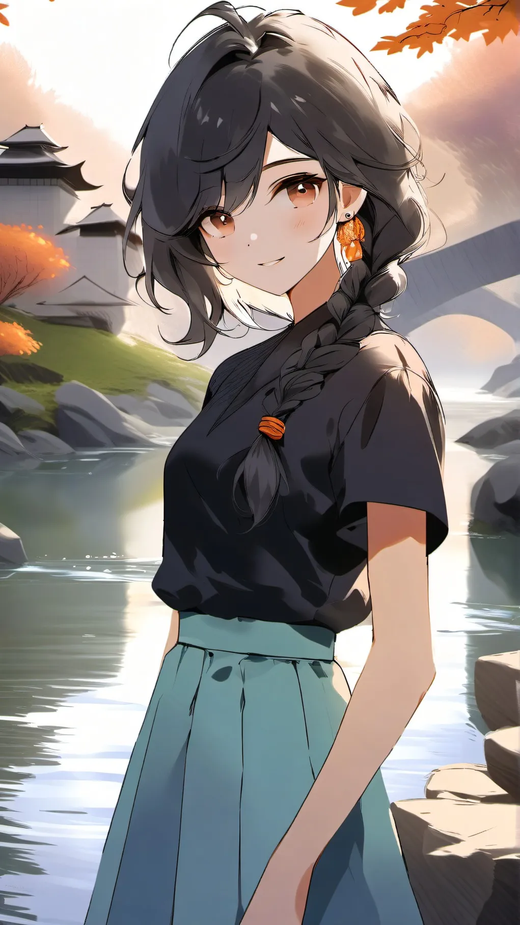 ai character: Water flood girl background