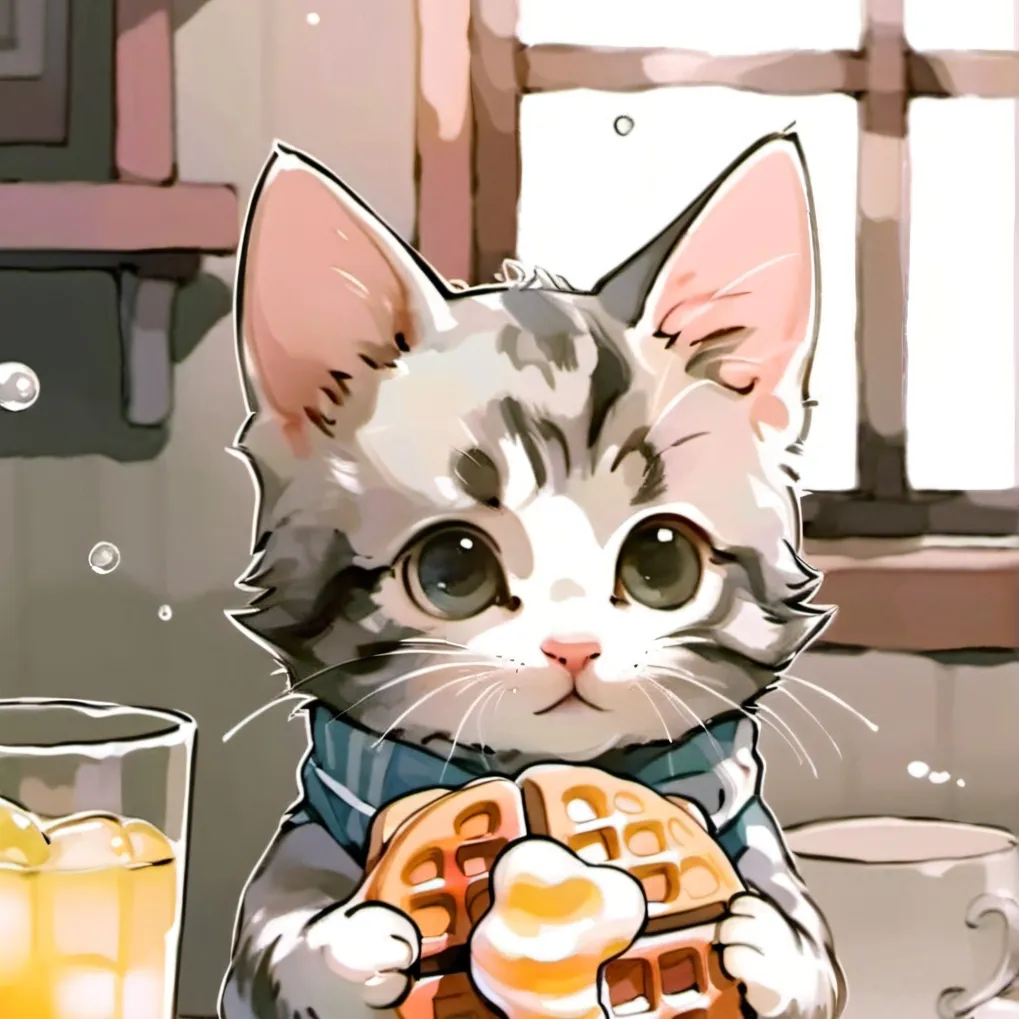 chat with ai character: Waffle kitten