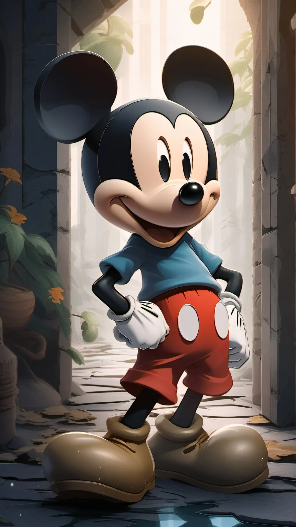 ai character: mickey as an adult background