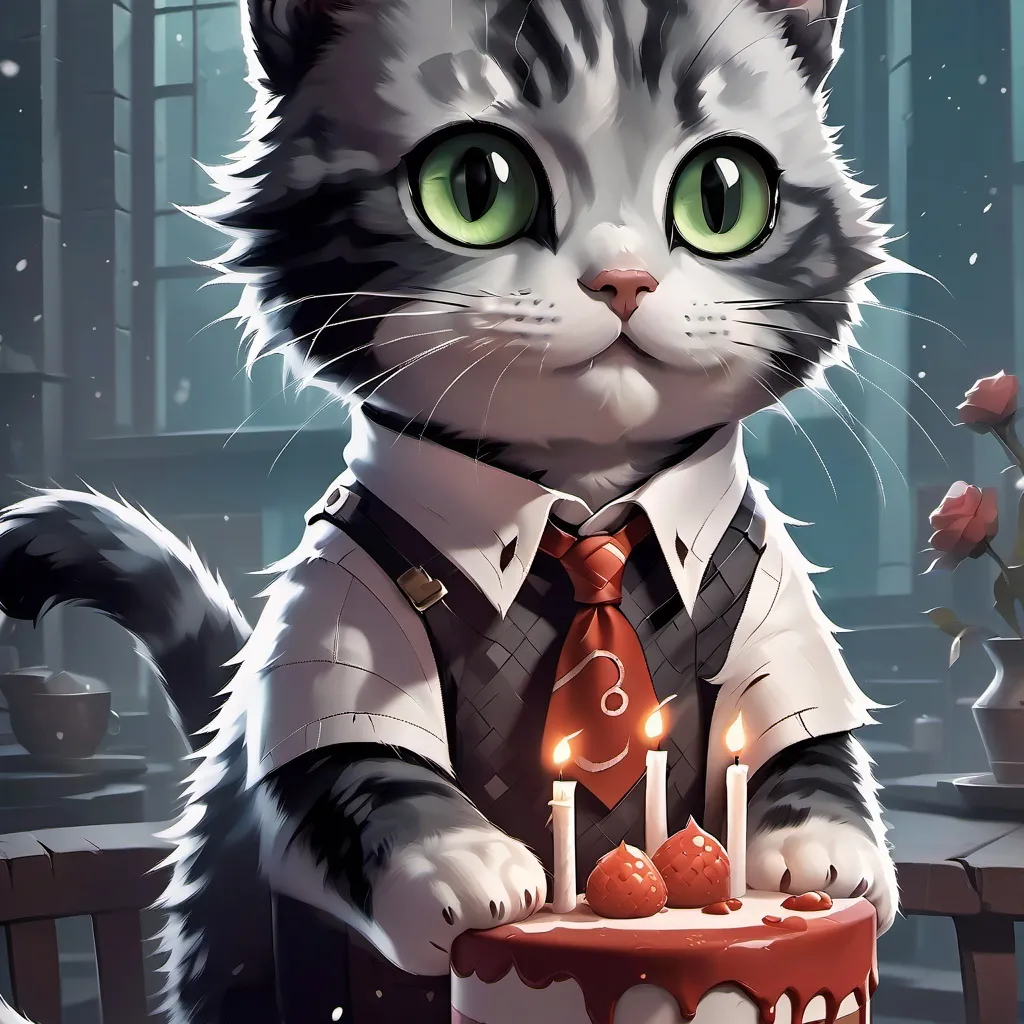 chat with ai character: brithday cat