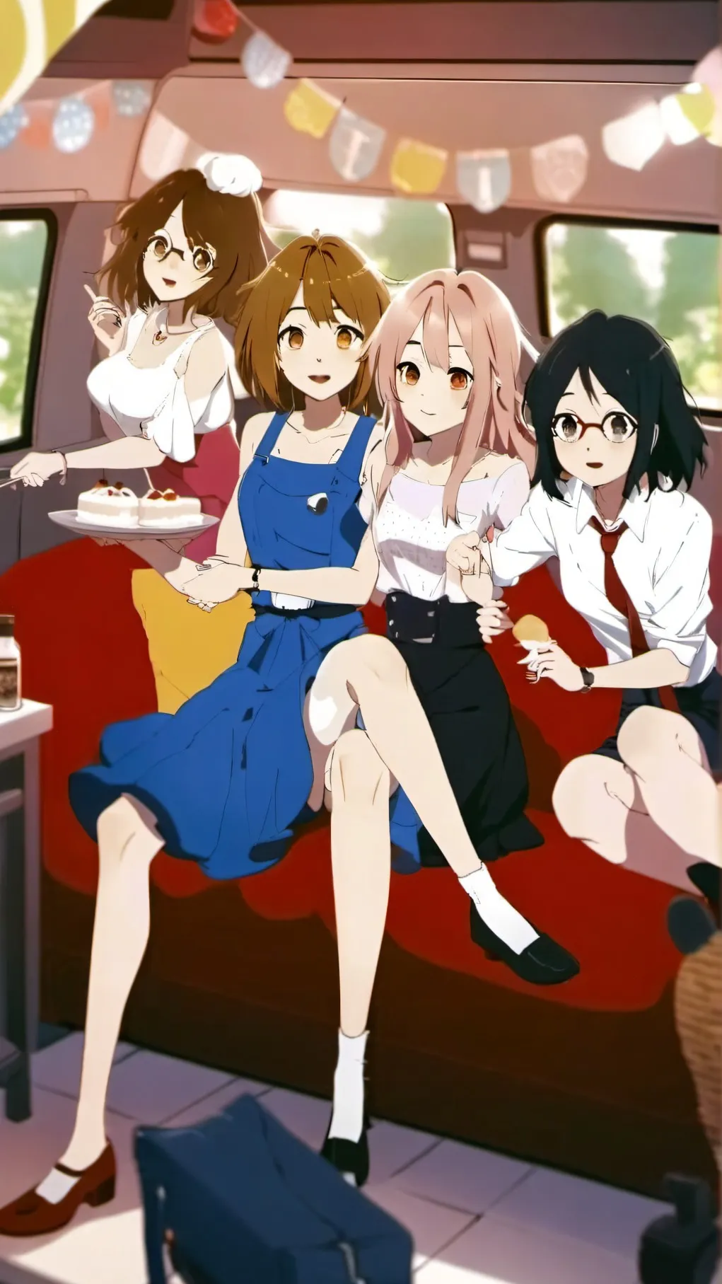 ai character: Sleepover in van background
