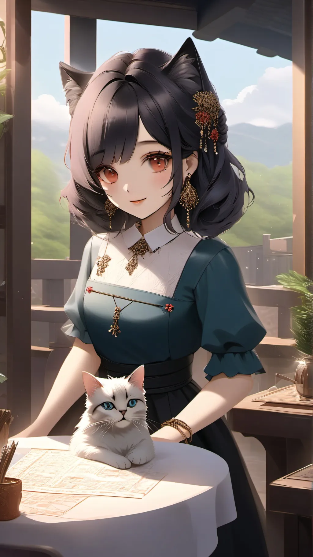 ai character: Lonely catnap background