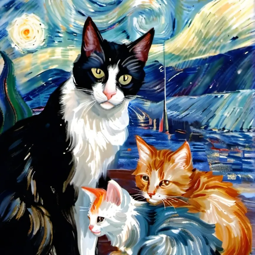 chat with ai character: Cat and kittens