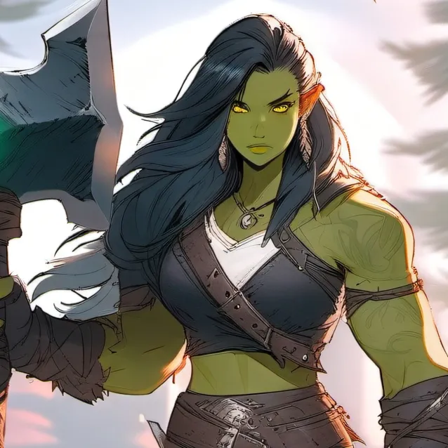chat with ai character: Lash, orc girl
