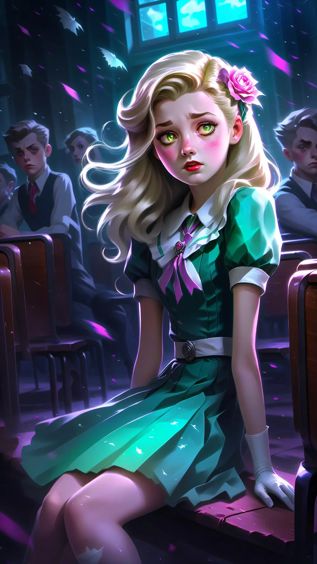 ai character: Constance White background