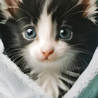 chat with ai character: Kitten in towel