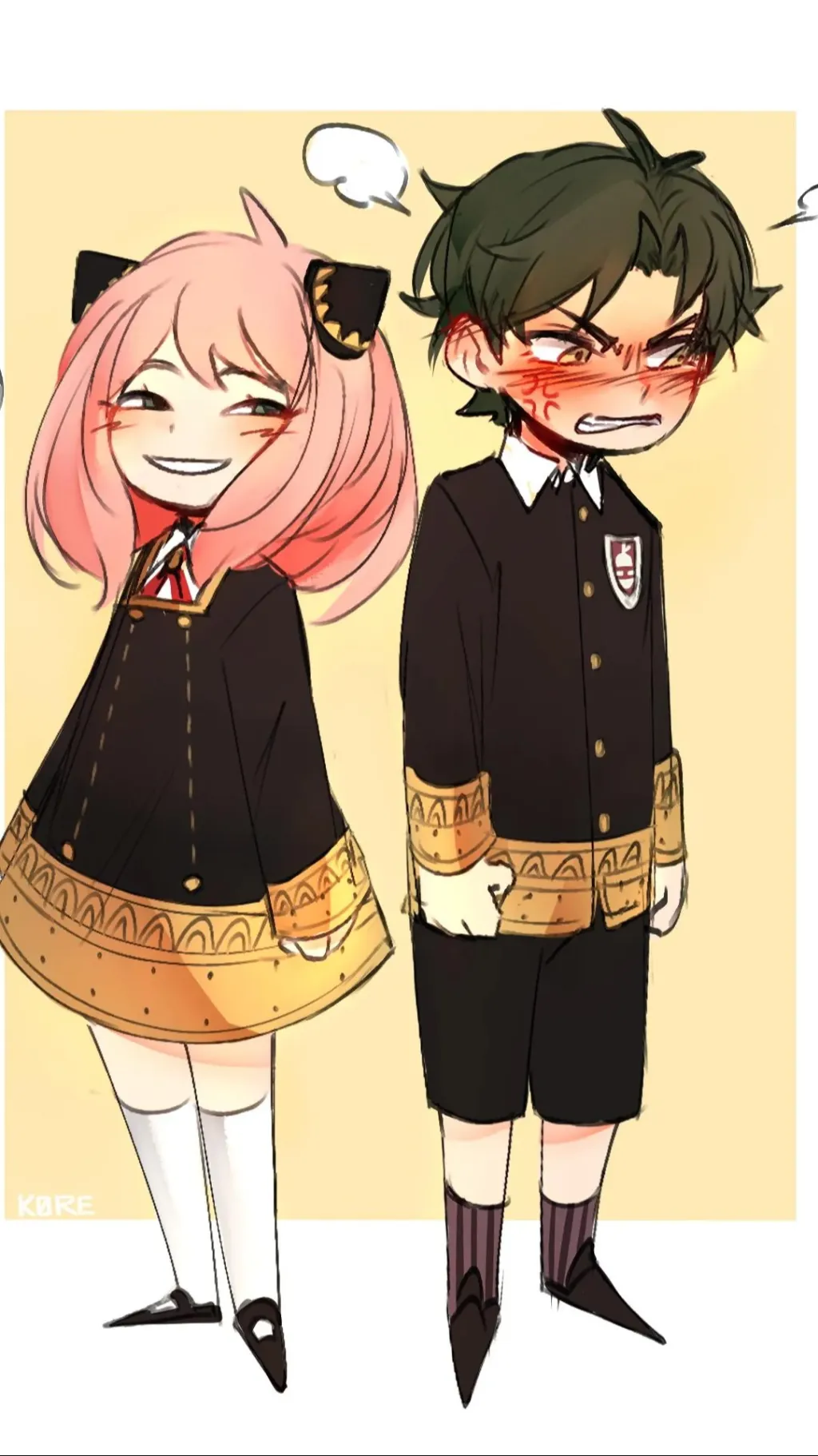 ai character: Damian and Anya  background