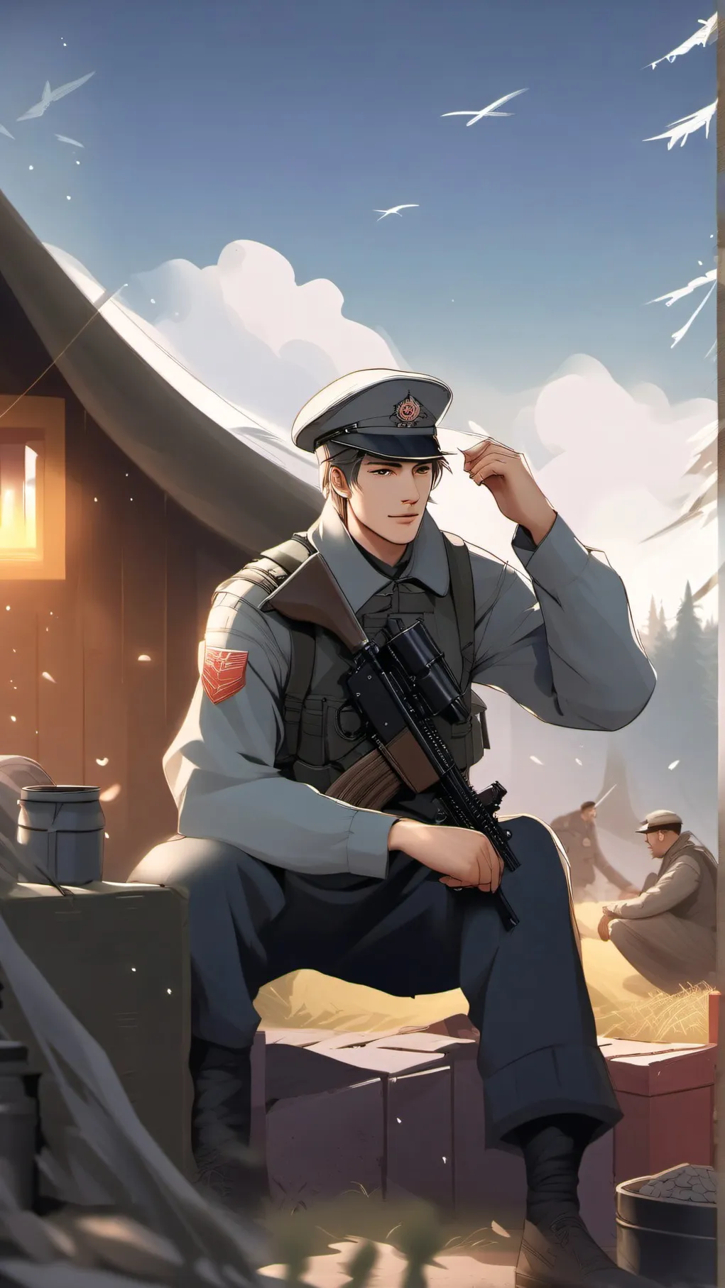 ai character: Russian soldier background