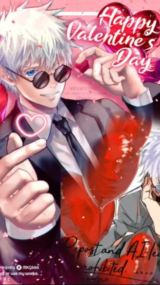 ai character: Gojo valentine day background