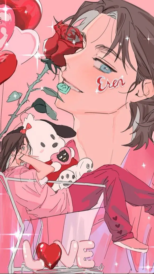 ai character: Eren valentine day background