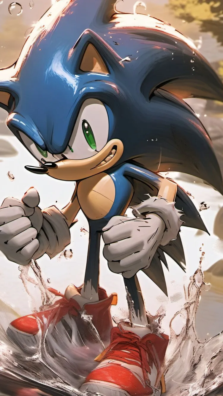 ai character: Sonic beach day background